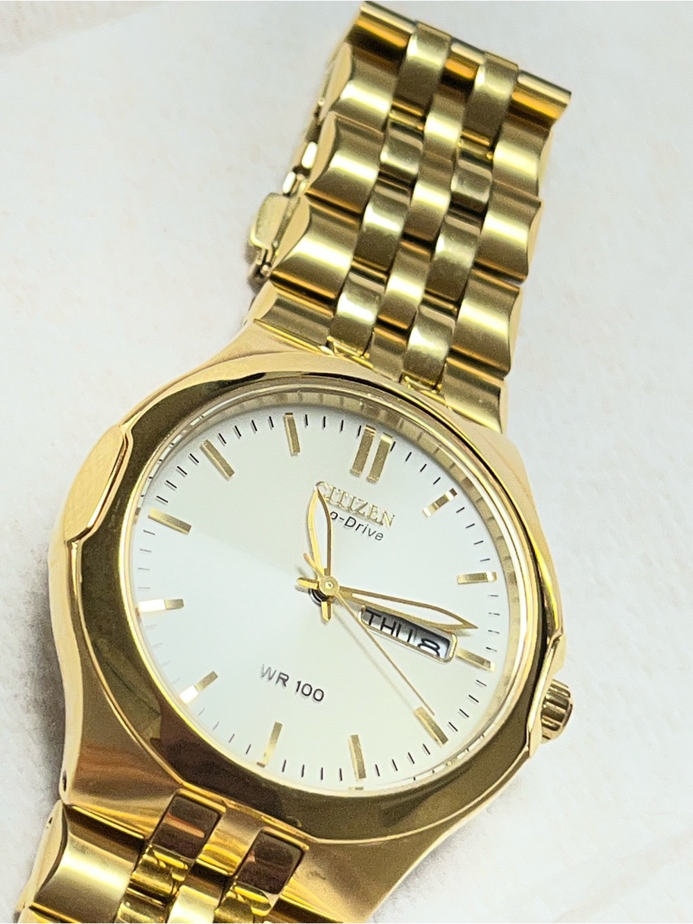 Citizen Gold Tone Men's Eco-Drive Watch with White Dial